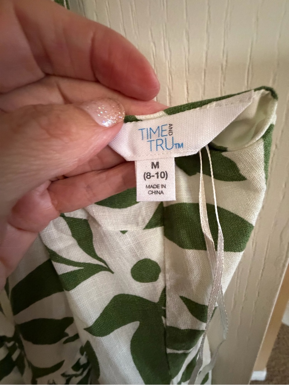 Tim and tru Sleeveless Green Leaf Print Midi Dress - White & Olive - Picture 6 of 6